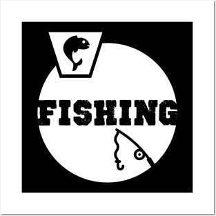 Fishing Birthday Gift Shirt. Includes a Fish and a Fishing Rod. Posters and Art